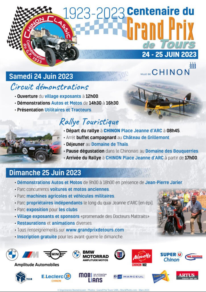 Le programme de Chinon Classic 2023, avec Glass'assistance partenaire de l'évènement